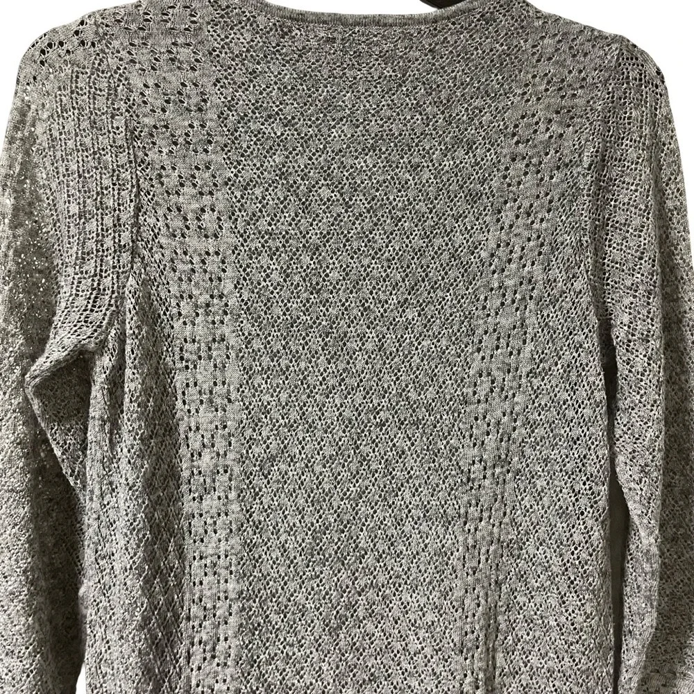 Lucky Brand Gray Sweater Dress Open-Knit Lined Semi Sheer Womens Size Medium‎
